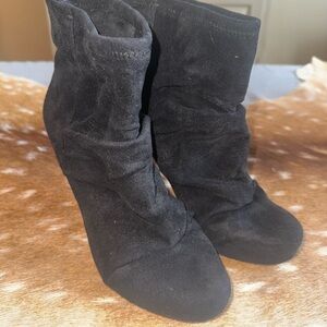 BCBGeneration Black Heeled Boots Suede Ankle
